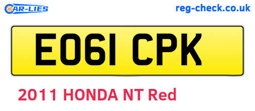 EO61CPK are the vehicle registration plates.