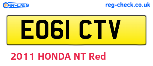 EO61CTV are the vehicle registration plates.