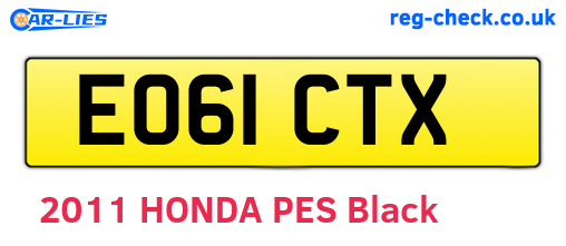EO61CTX are the vehicle registration plates.