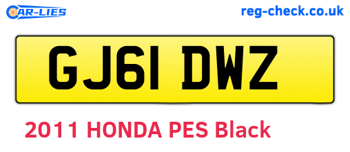 GJ61DWZ are the vehicle registration plates.