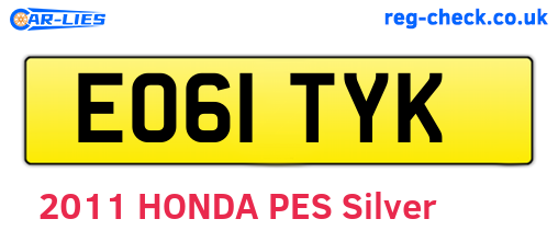 EO61TYK are the vehicle registration plates.