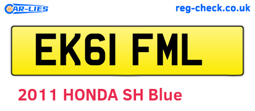 EK61FML are the vehicle registration plates.