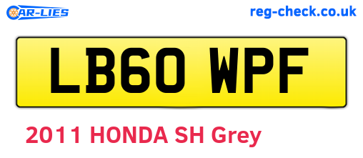 LB60WPF are the vehicle registration plates.