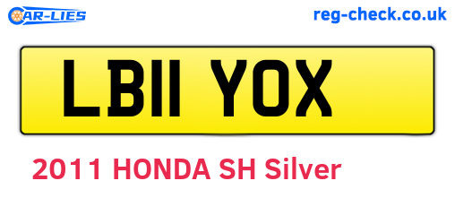 LB11YOX are the vehicle registration plates.