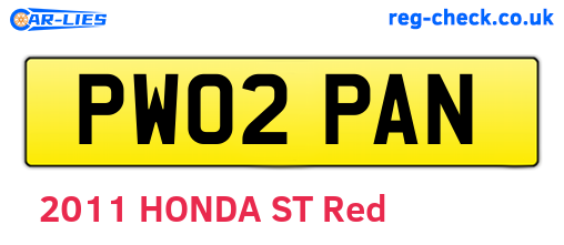 PW02PAN are the vehicle registration plates.