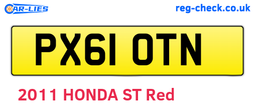 PX61OTN are the vehicle registration plates.