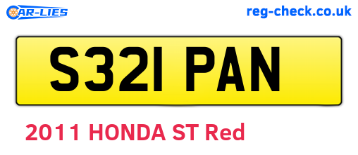 S321PAN are the vehicle registration plates.