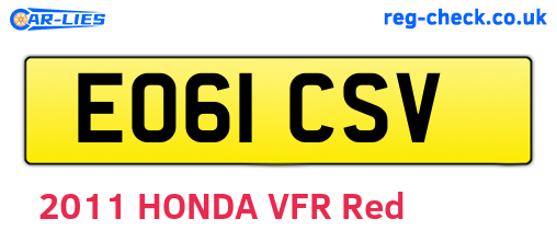 EO61CSV are the vehicle registration plates.
