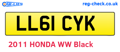 LL61CYK are the vehicle registration plates.