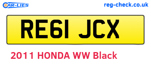 RE61JCX are the vehicle registration plates.