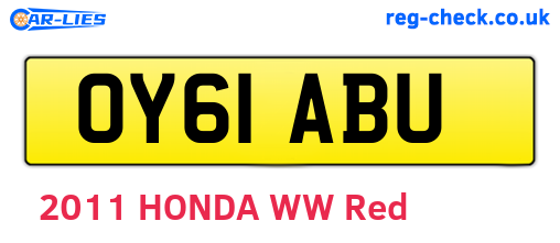 OY61ABU are the vehicle registration plates.