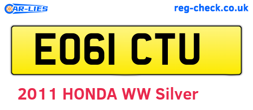 EO61CTU are the vehicle registration plates.