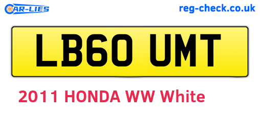 LB60UMT are the vehicle registration plates.