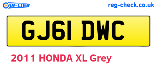 GJ61DWC are the vehicle registration plates.