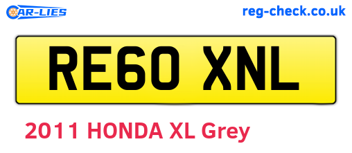 RE60XNL are the vehicle registration plates.