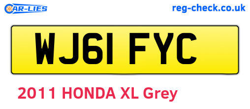 WJ61FYC are the vehicle registration plates.
