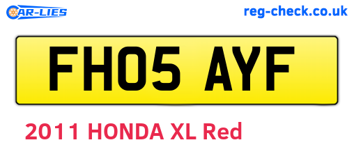 FH05AYF are the vehicle registration plates.