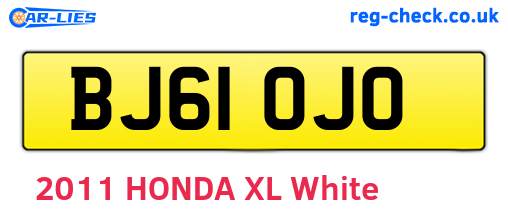 BJ61OJO are the vehicle registration plates.