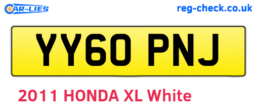 YY60PNJ are the vehicle registration plates.