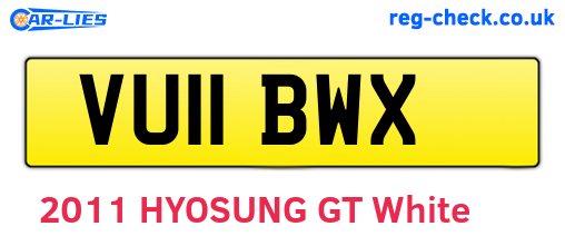 VU11BWX are the vehicle registration plates.