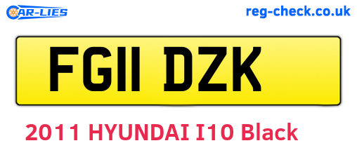FG11DZK are the vehicle registration plates.