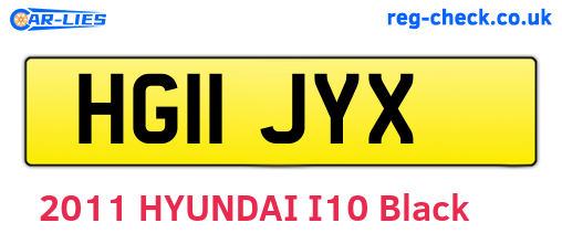 HG11JYX are the vehicle registration plates.