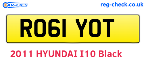 RO61YOT are the vehicle registration plates.