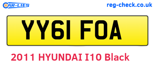 YY61FOA are the vehicle registration plates.