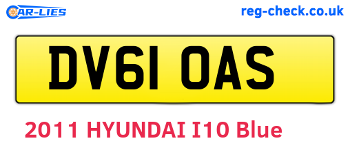 DV61OAS are the vehicle registration plates.