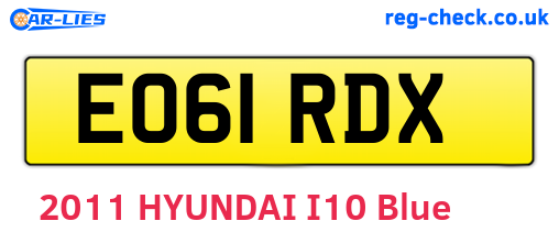EO61RDX are the vehicle registration plates.