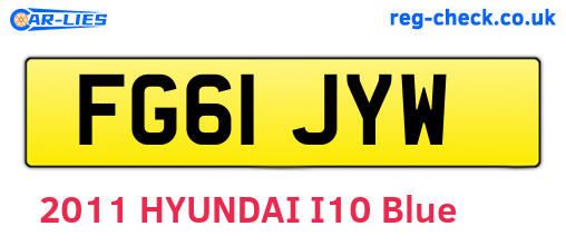FG61JYW are the vehicle registration plates.