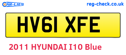 HV61XFE are the vehicle registration plates.