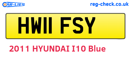 HW11FSY are the vehicle registration plates.