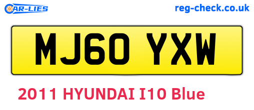 MJ60YXW are the vehicle registration plates.