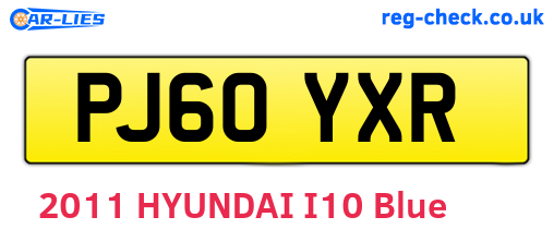 PJ60YXR are the vehicle registration plates.