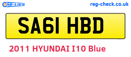 SA61HBD are the vehicle registration plates.