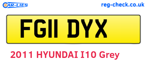 FG11DYX are the vehicle registration plates.
