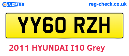 YY60RZH are the vehicle registration plates.