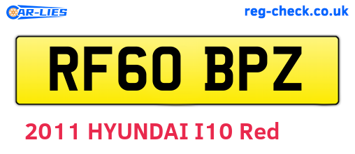 RF60BPZ are the vehicle registration plates.