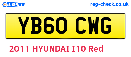 YB60CWG are the vehicle registration plates.