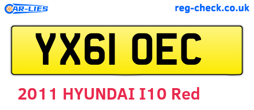 YX61OEC are the vehicle registration plates.