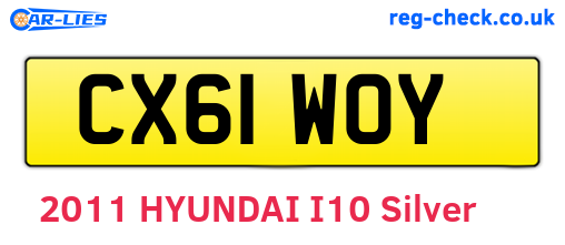 CX61WOY are the vehicle registration plates.