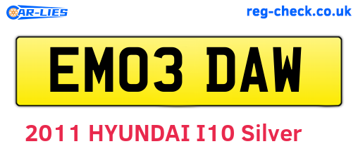 EM03DAW are the vehicle registration plates.