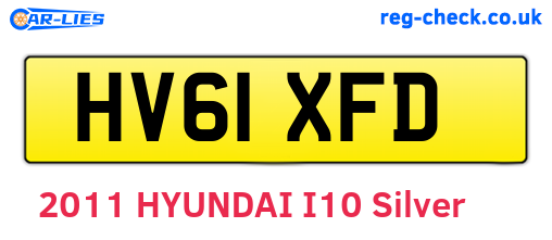 HV61XFD are the vehicle registration plates.
