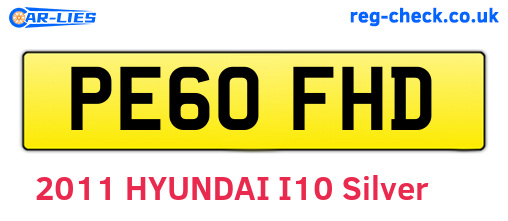 PE60FHD are the vehicle registration plates.