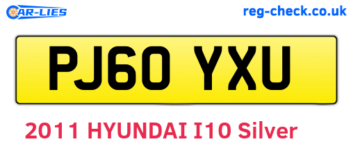 PJ60YXU are the vehicle registration plates.