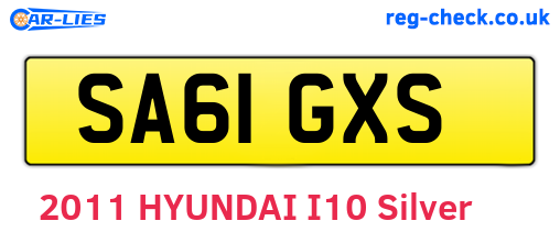 SA61GXS are the vehicle registration plates.