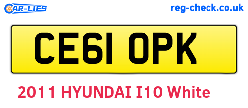 CE61OPK are the vehicle registration plates.