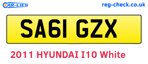 SA61GZX are the vehicle registration plates.