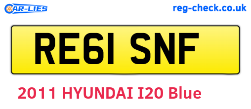RE61SNF are the vehicle registration plates.